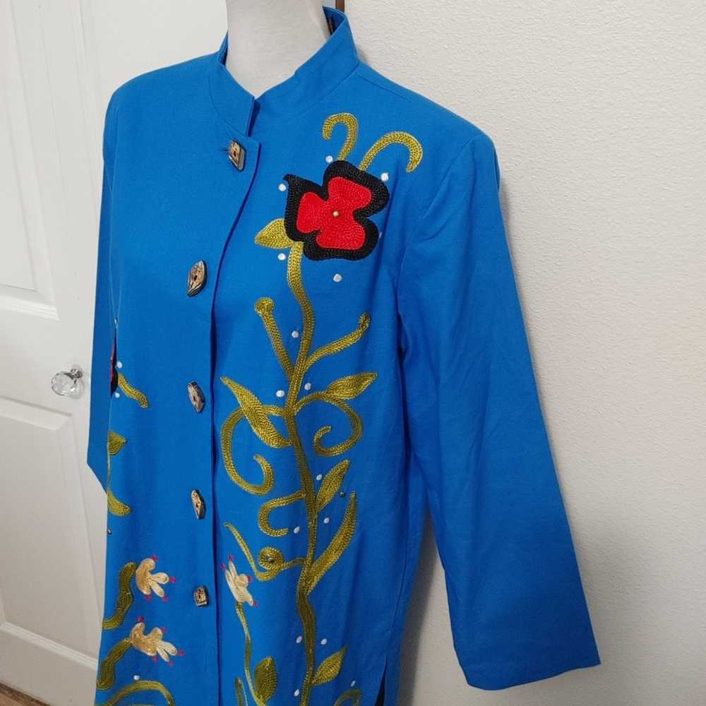 VTG Alex Kim Embroidered Tunic Duster Coat - Picture 6 of 16